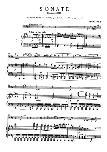 Sonate pour violon et piano Op.102 N°2 Partitions gratuites